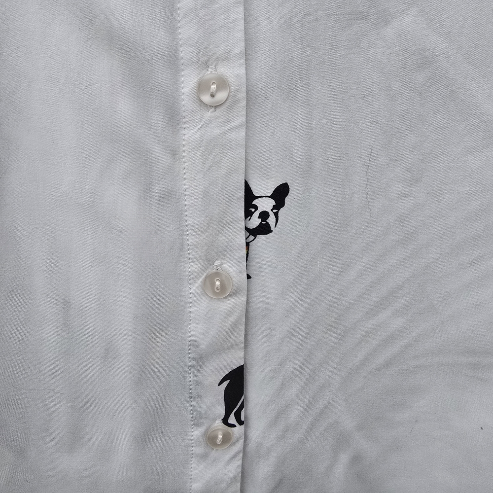 Jane Delancey White Button-Up Cap Sleeves Top with Rainbow Pride Dog Print XL - Picture 5 of 10